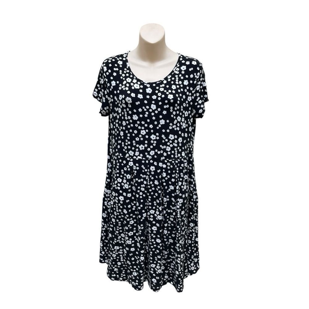 ASOS Maternity Black Daisy Floral Mini Dress Size 12 Empire Waist Short Sleeve